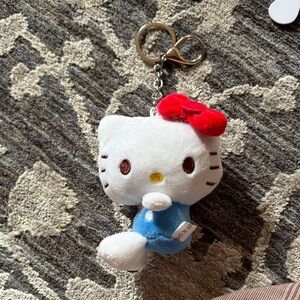 Sanrio Hello Kitty Plush Keychain - White, Red & Blue
